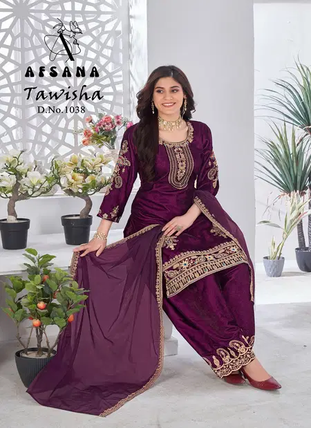 Tawisha By Afsana Velvet Embroidery Readymade Suit Wholesale Market In Surat
